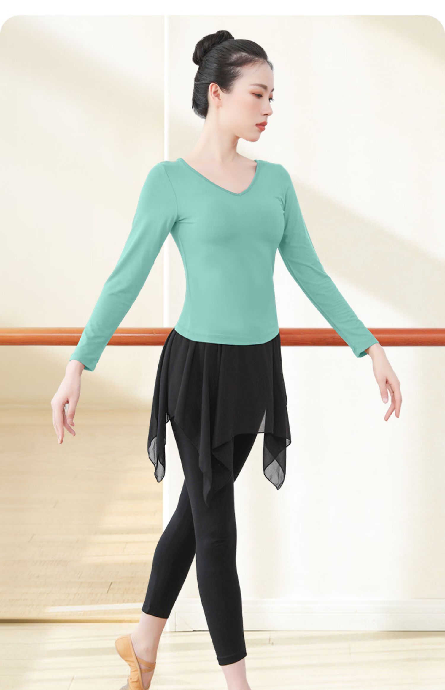 舞蹈服女春夏季艺考形体服舞蹈上衣训练服芭蕾舞练功服林朝兽吸睛网状