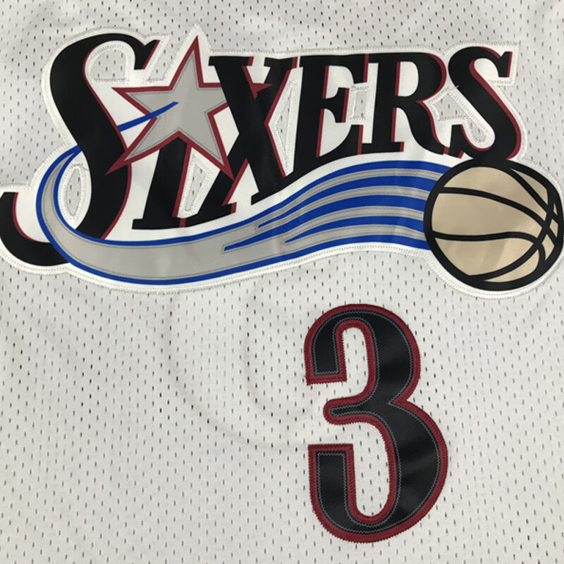 费城76人队艾弗森3号复古哈登1号恩比德21号mn刺绣球衣篮球服套装