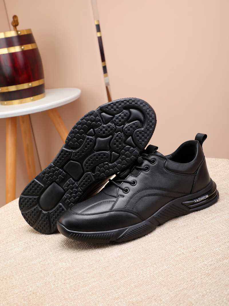 catsecrocs绒里头层牛皮男鞋牛皮休闲鞋套脚时尚冬加绒休闲运动软底