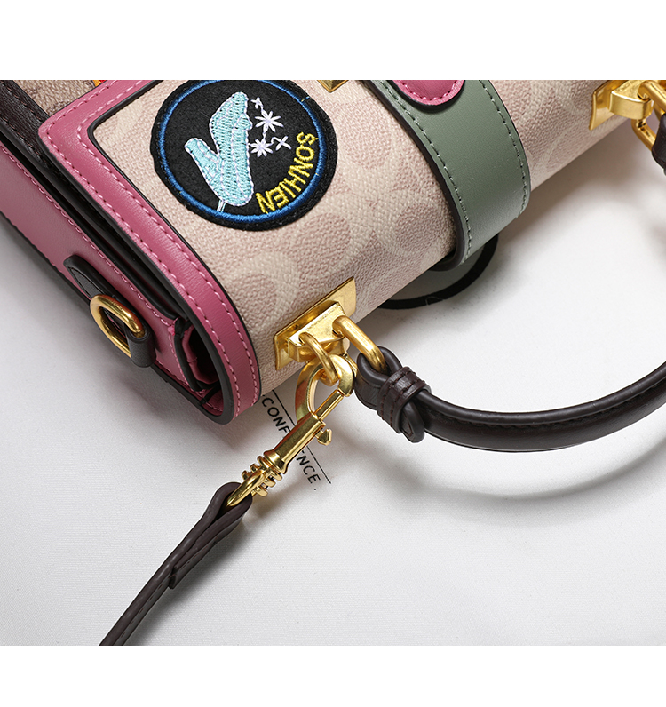 香港itgdledy小众真皮夏百搭时尚手提斜挎绣花小方包 玫红色 香港品牌