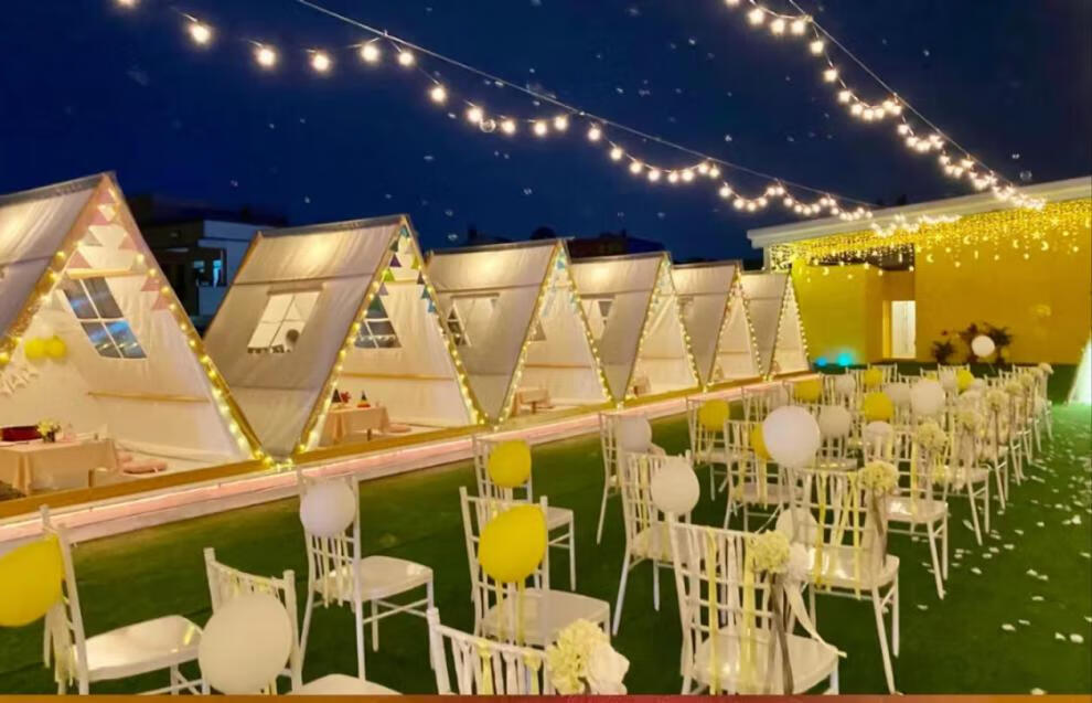 网红帐篷三角露台火锅小屋烧烤户外露营星空民宿餐饮防雨帐篷定制定制