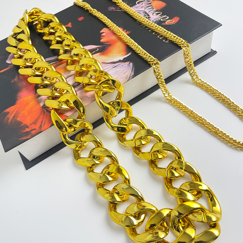 大金链子道具 大金链子夸张仿真假黄金塑料道具男士网红直播装饰品假