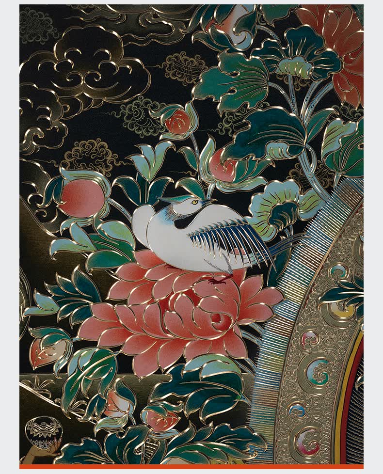 铜师傅太铜 手工錾刻 铜雕画《唐卡黑金款五方文殊菩萨》限售33幅