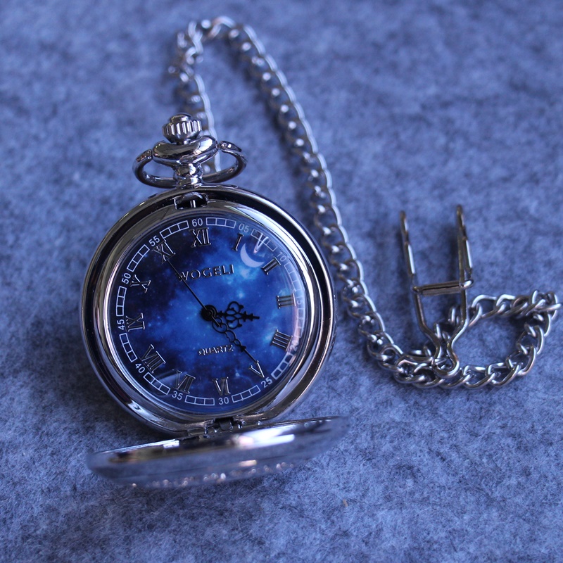 个性星空镂空复古怀表男翻盖创意情侣学生石英女 酒红色 中号天羽星空