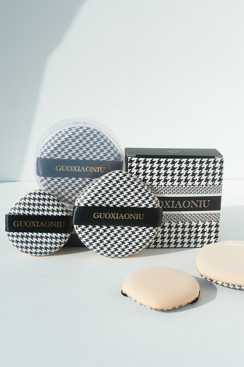 郭小妞粉扑郭小妞复古千鸟格柔软大泡芙气垫粉扑干湿两用不吃粉化妆海