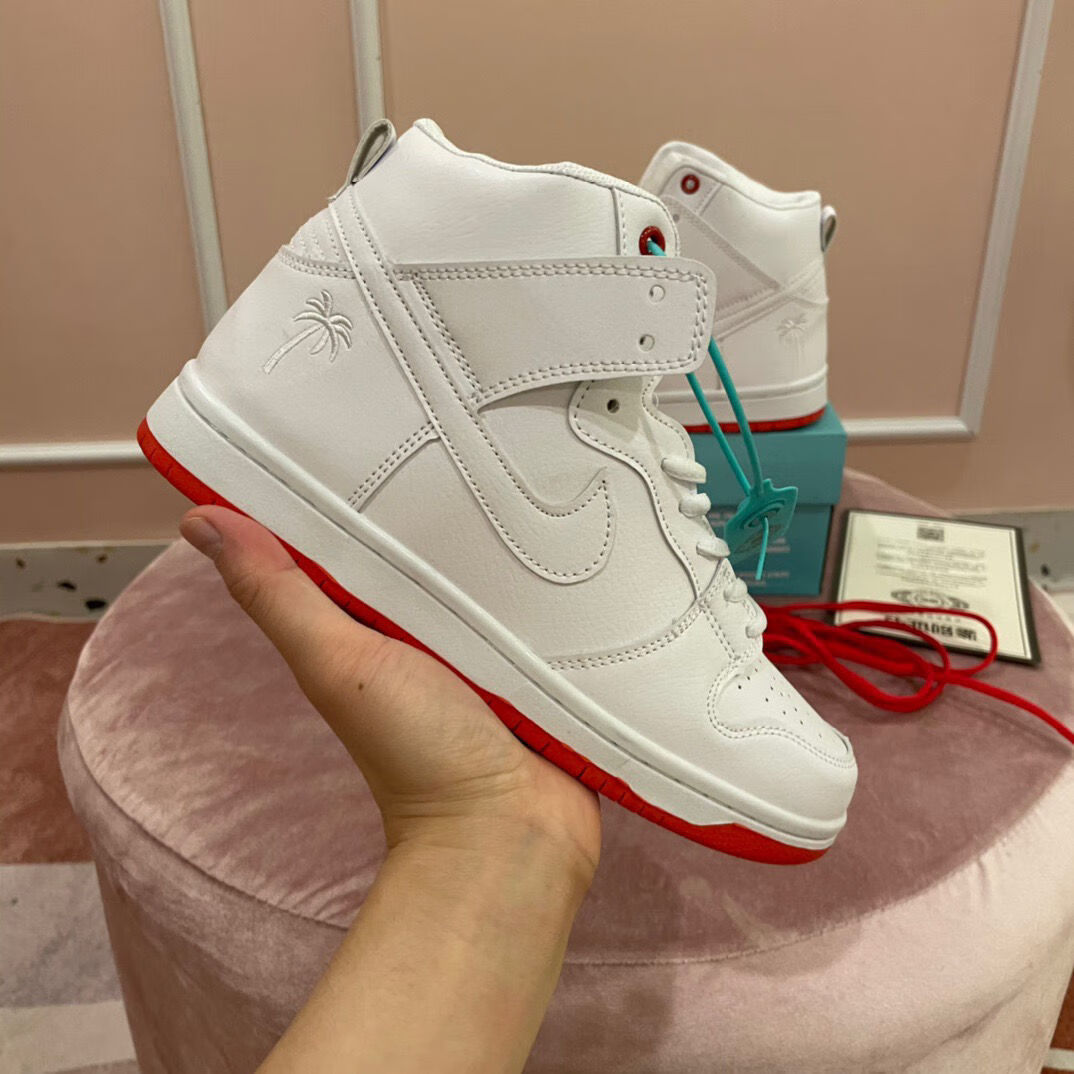 耐尅联名sb新款dunk米白红勾高帮运动鞋男女滑板鞋韩版学生时尚百搭