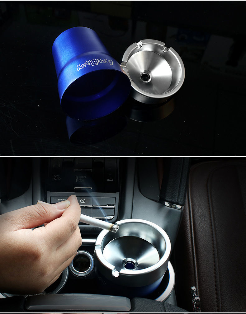 适用于铝制汽车烟灰缸车载烟灰缸烟灰缸立式轻奢车用防摔烟灰缸汽车