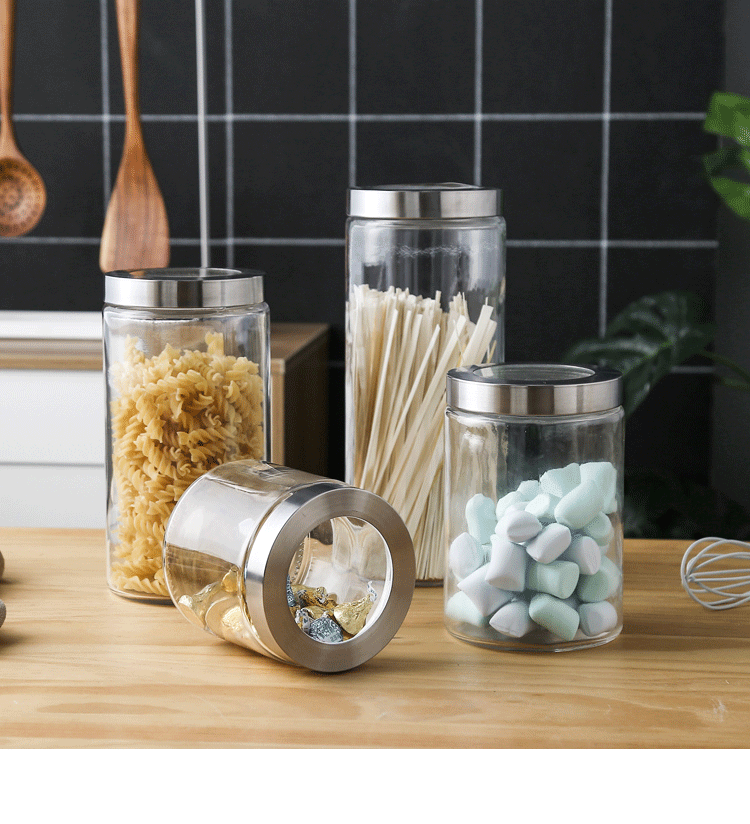 密封罐玻璃大号玻璃瓶透明保鲜罐存储罐干果奶粉糖果罐 纳吉2100ml