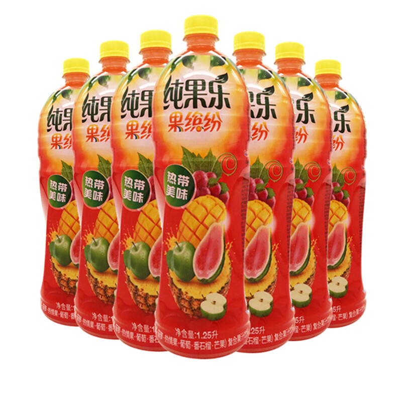25l*6瓶 纯果乐果缤纷柠爽萄醉金橙奇异果热带美味饮料 混搭6瓶【预售