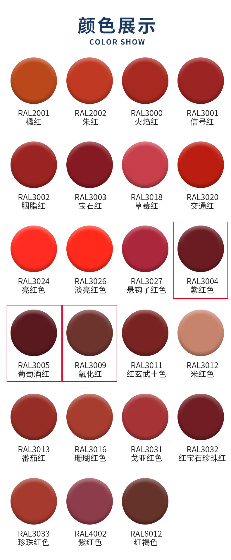 漆先生qixiansheng劳尔红色油漆桶装漆ral3004紫红色ral3005葡萄酒红