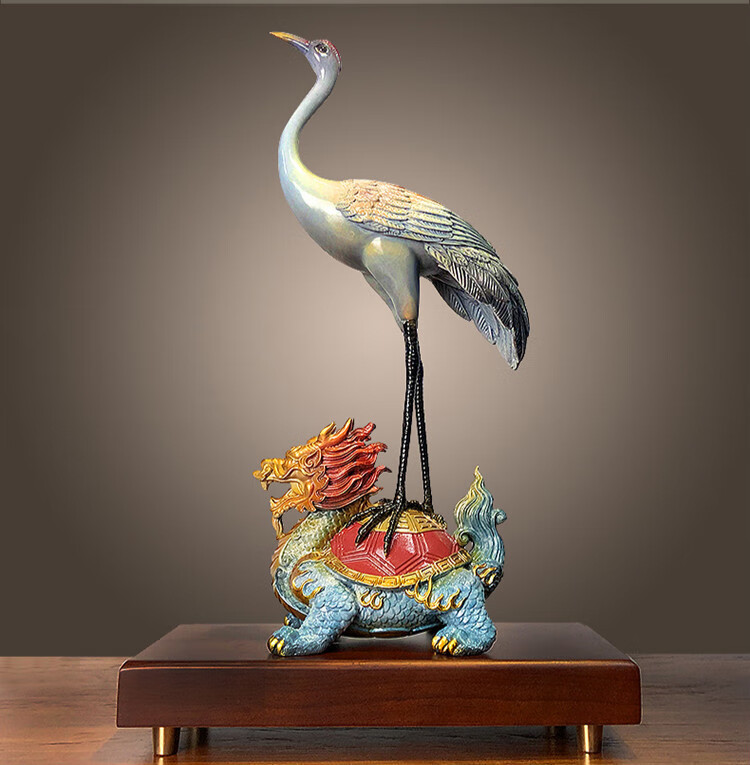 重礼 纯铜龟鹤延年摆件仙鹤寿星礼品送给父母长辈老人祝寿贺礼创意