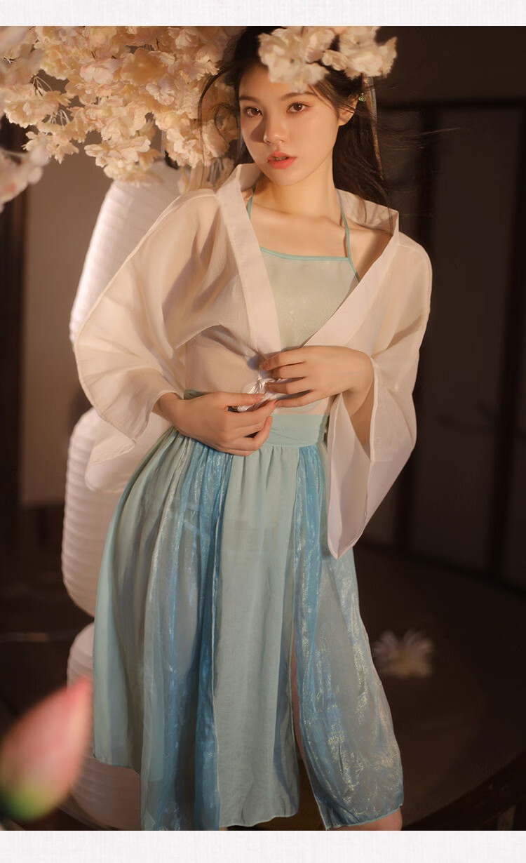 霏慕古风汉服性感女睡衣纯欲高端情趣内衣火辣激情制服男 7028 浅蓝