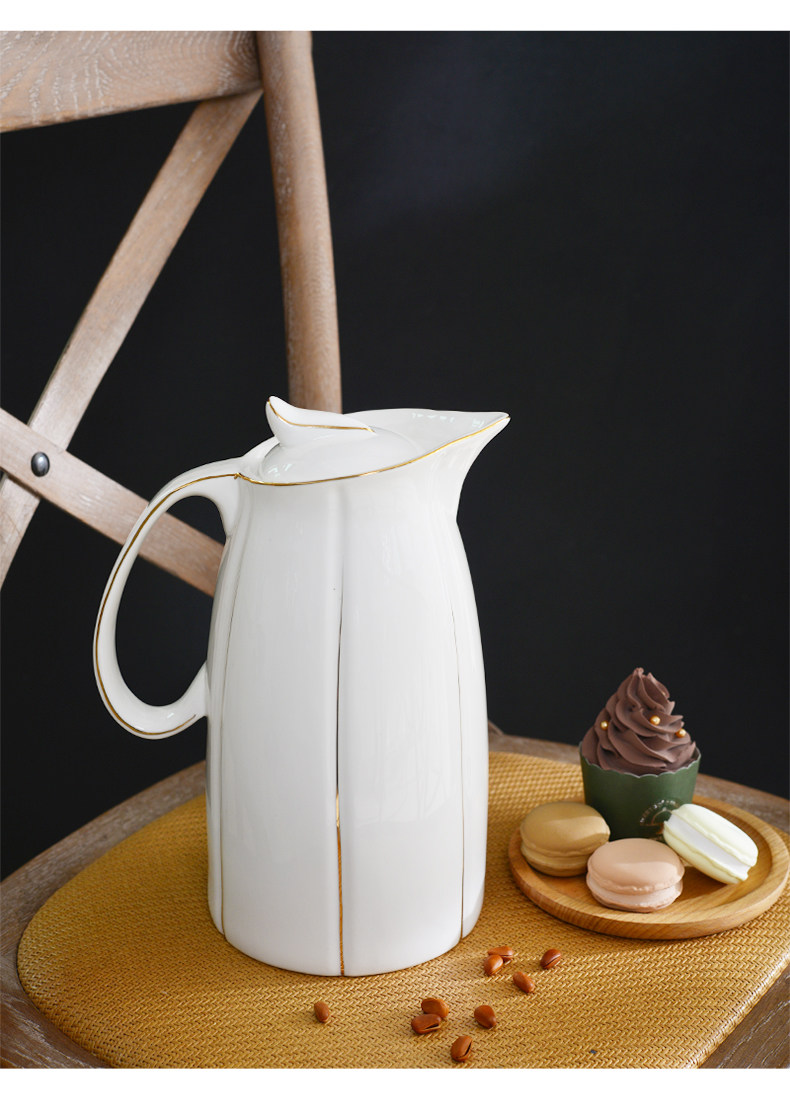 用欧式茶壶夏季冷水壶大号家庭实用简约冷水壶陶瓷泡茶陶瓷壶加厚壁2