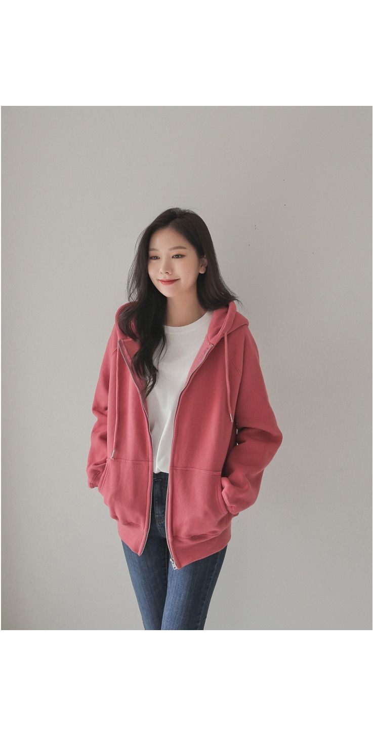 外套女韩版宽松学生拉链加绒加厚卫衣 春秋新款纯色中长款帽衫 黑色 m