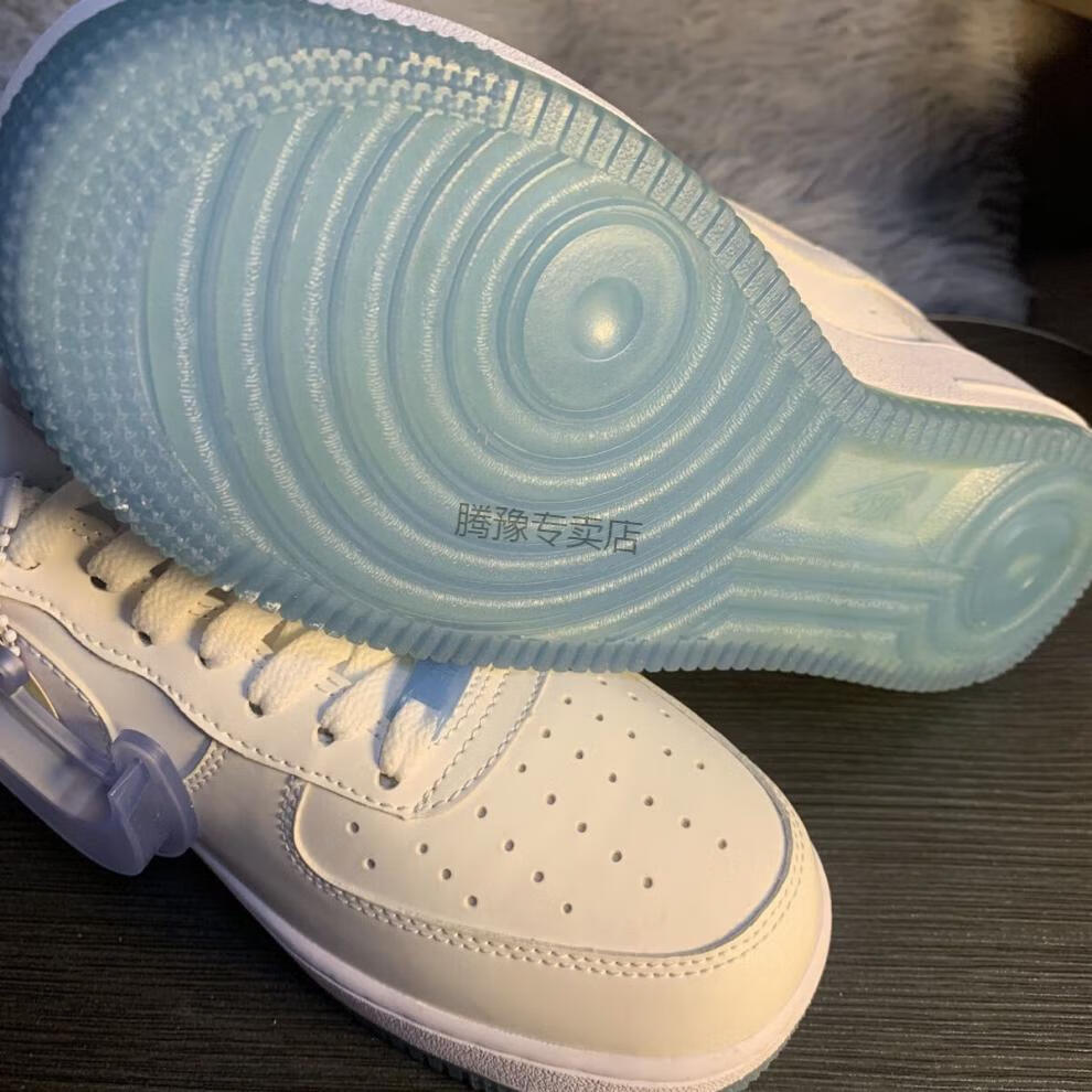 nike耐克高颜值超轻af空军一号白蓝水晶底休闲板鞋,男女高版本