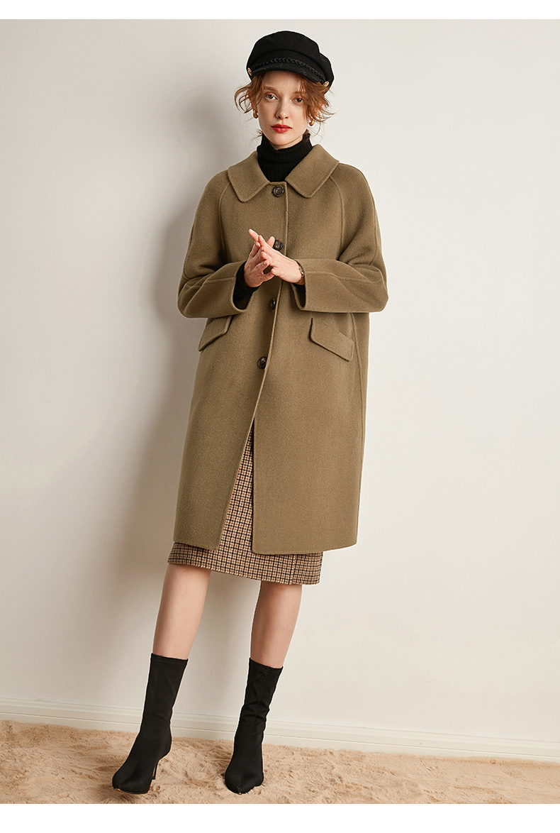 法曼萱反季双面绒大衣女中长款秋冬2021新款手工宽松羊毛呢外套厚 土