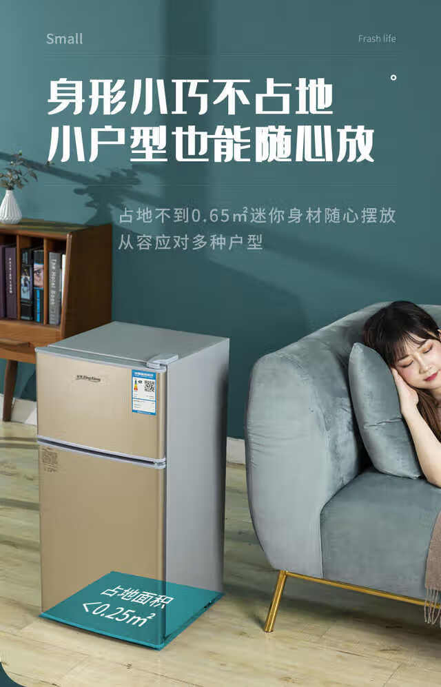 美的(midea)同款冰熊小冰箱家用雙門小型辦公租房宿舍節能省電冷凍