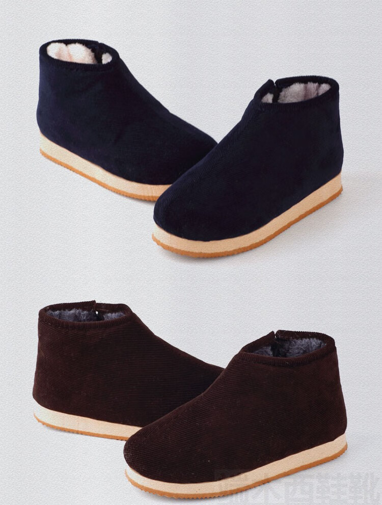 窝窝鞋男冬居家中老年棉鞋拖鞋室内手工老棉鞋男包跟加厚绒防滑老人