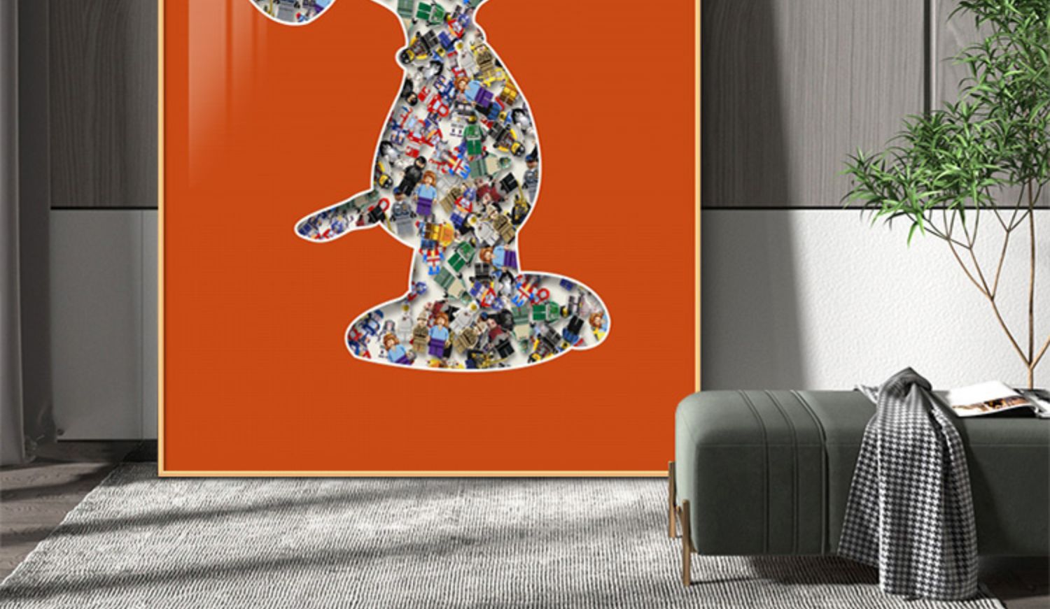 岙筱 轻奢高端乐高积木玄关装饰画客厅走廊过道壁画潮牌玩具人儿童房