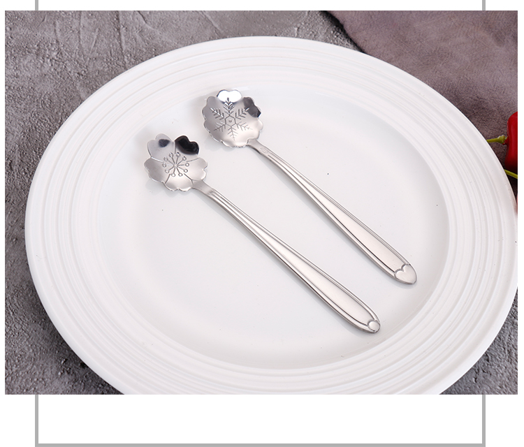 创意日式少女心樱花咖啡勺子不锈钢小勺杯勺可爱甜品奶茶搅拌勺 彩虹