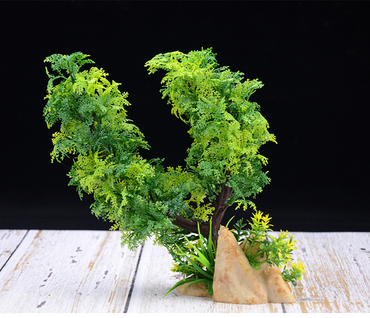 仿真水草花草树木鱼缸装饰造景套餐摆件塑料树脂材质水族布景景物 夏