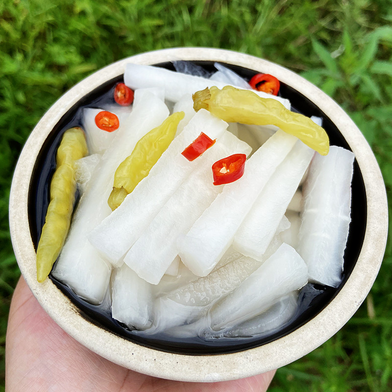 泡椒萝卜酸甜脆爽萝卜下饭菜饭店商用泡萝卜 脆萝卜皮280克*2瓶【图片