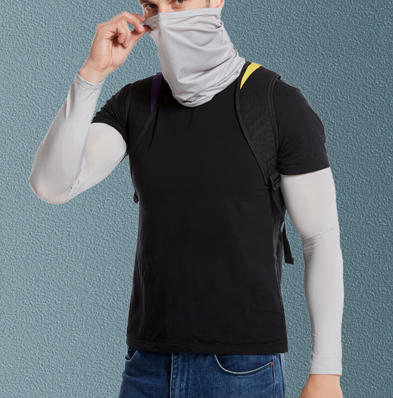 袖套男士夏季冰袖冰丝袖套男款骑行护袖大码手臂套袖手袖 白色 l