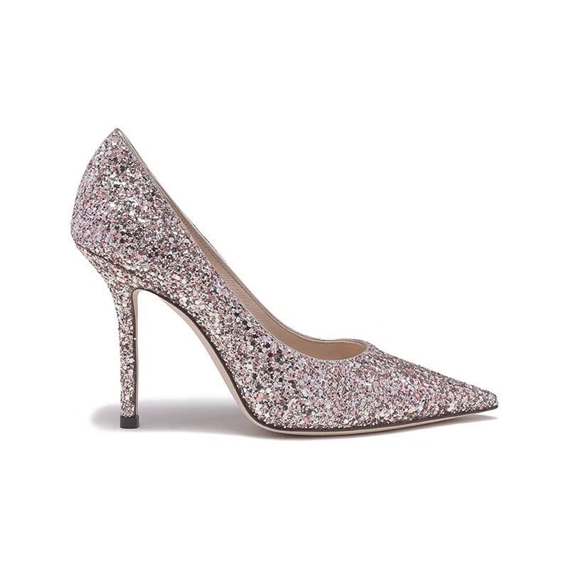 choo ) 女士粗粒闪粉面料尖头高跟鞋 love 100 cgf 221 rose mix 玫瑰