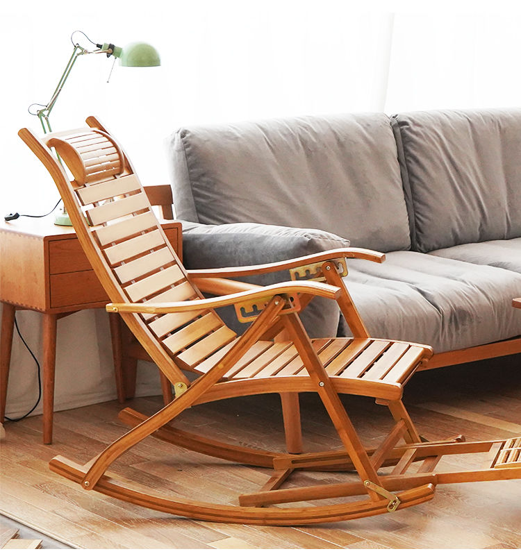 摇摇椅躺椅成人折叠午休逍遥椅夏天午睡家用阳台休闲老人竹摇椅加长版
