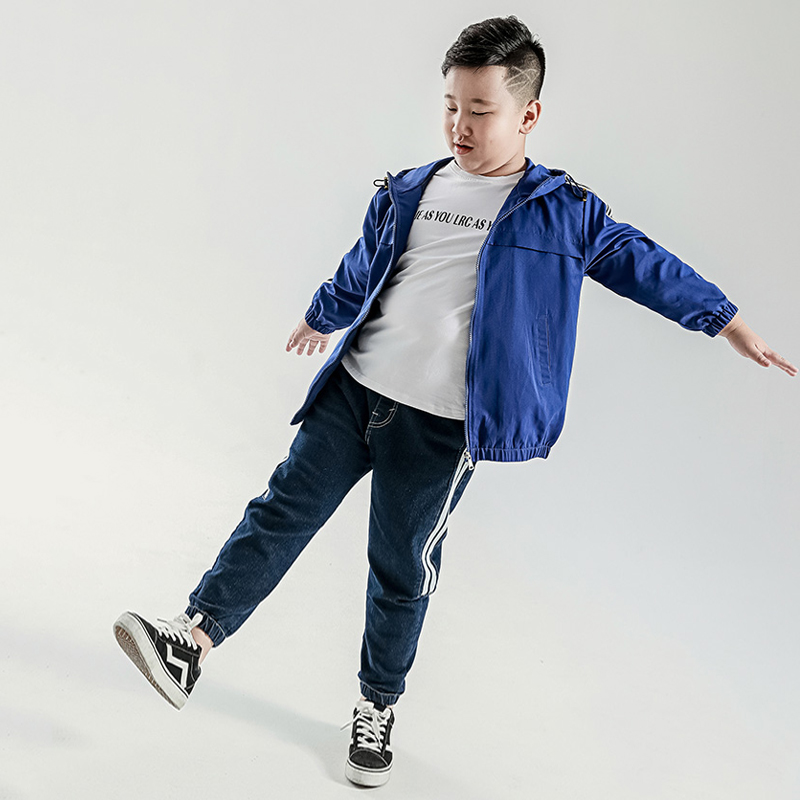 胖童装男外套秋季新款加肥加大码中大童宽松韩版拉链衫夹克小孩子的
