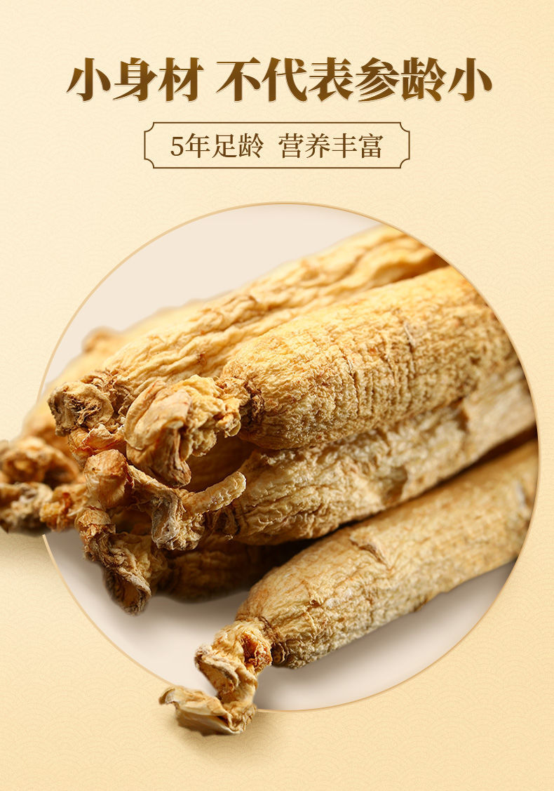 4-6年长白山干人参 正宗高品质高龄生晒参煲汤新疆西藏专链 精品人参