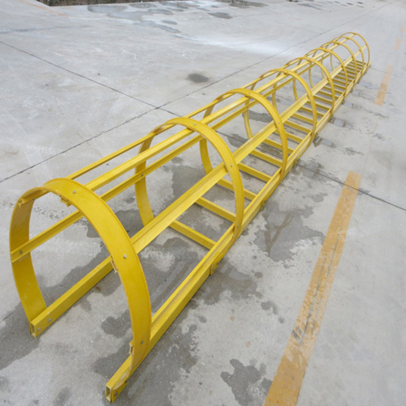 玻璃钢爬梯镀锌钢安全带笼直爬梯基坑外墙固定梯扶手平台 爬梯【图片