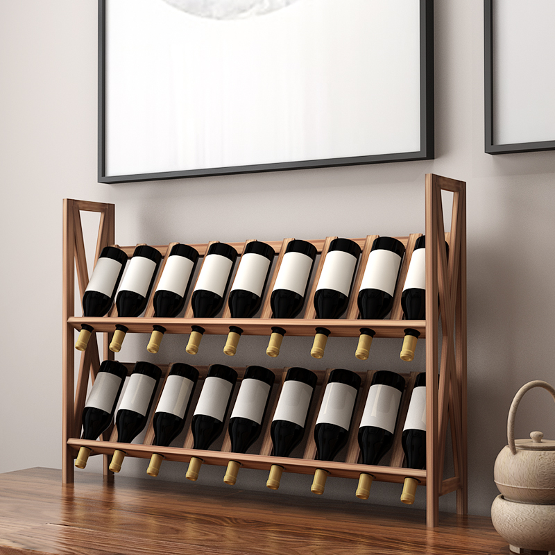 红酒架斜放欧式简约实木家用酒柜红酒架斜放摆件葡萄酒瓶架子展示架酒