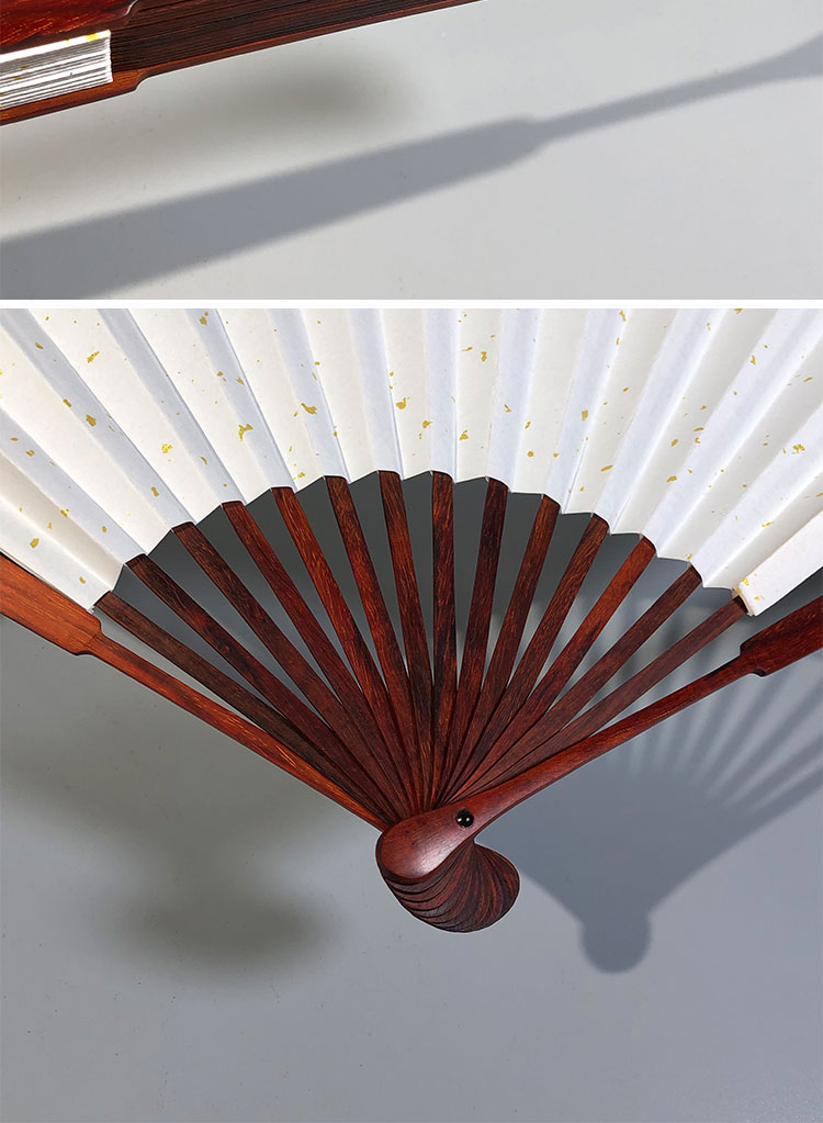 印度小叶紫檀爆满金星文玩扇子折扇中国风10寸15方男士空白宣纸扇18号