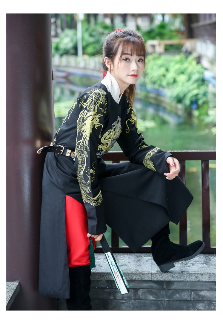 帅气租汉服男圆领袍明朝锦衣卫霸气黑色龙袍学生毕业季服装侠客汉服