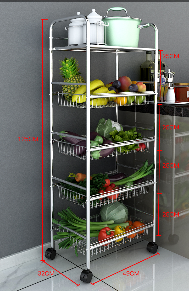 新款厨房置物架落地多层菜篮子放果蔬菜架子微波炉储物厨房用品收纳架