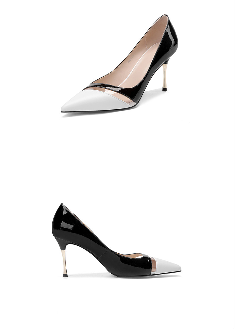 尊士烟斗高跟鞋女夏季尖头2022新款百搭细跟单鞋女轻便套脚白色女鞋