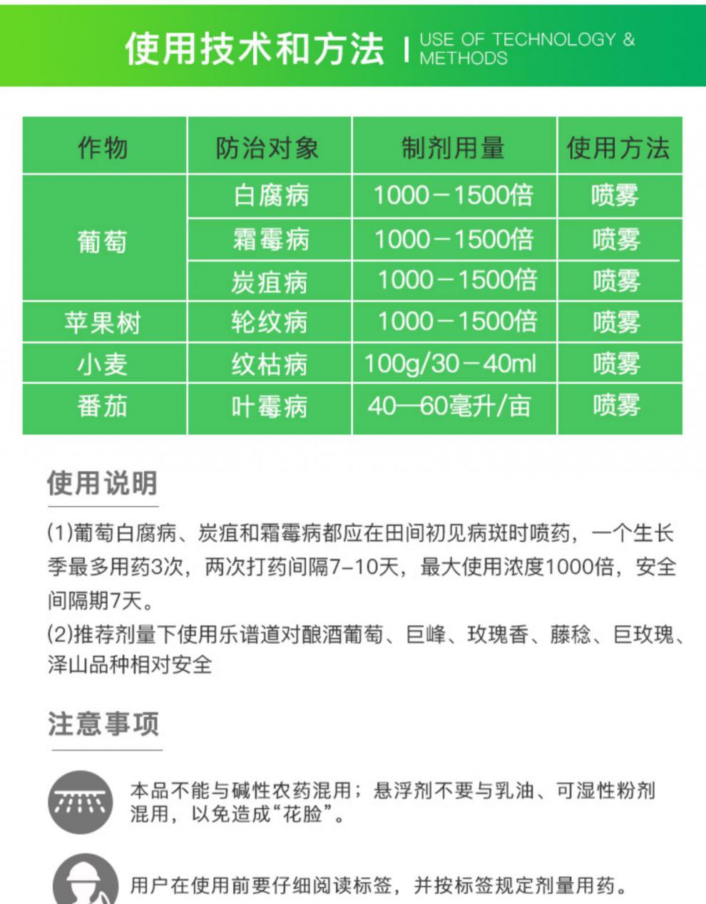 瀚沃 安道麦 乐谱道 克菌丹戊唑醇葡萄白腐病霜霉病炭疽病农药杀菌剂