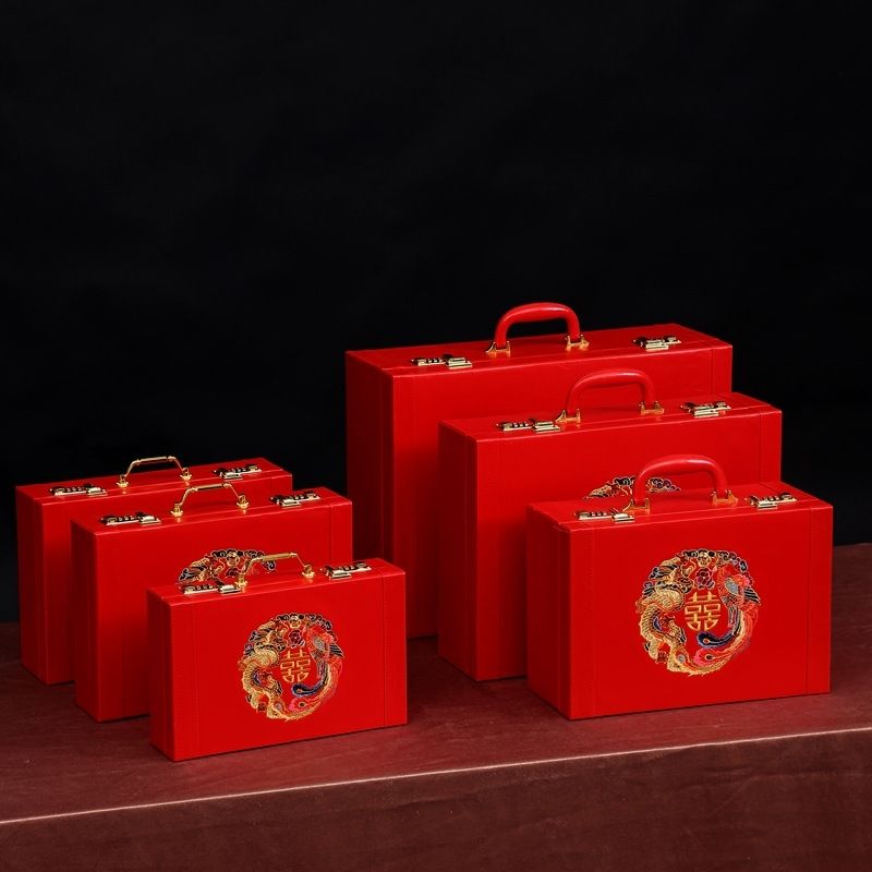 结婚箱子陪嫁箱红色行李箱彩礼箱钱箱子结婚定亲提亲礼金箱陪嫁箱结婚