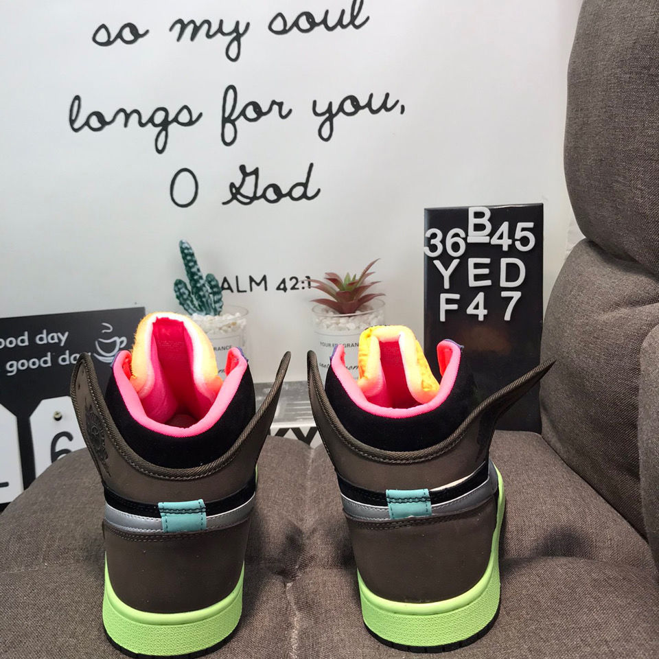 耐尅air乔1midaj1生物黑客彩色拼接高帮男女篮球鞋运动55508820145