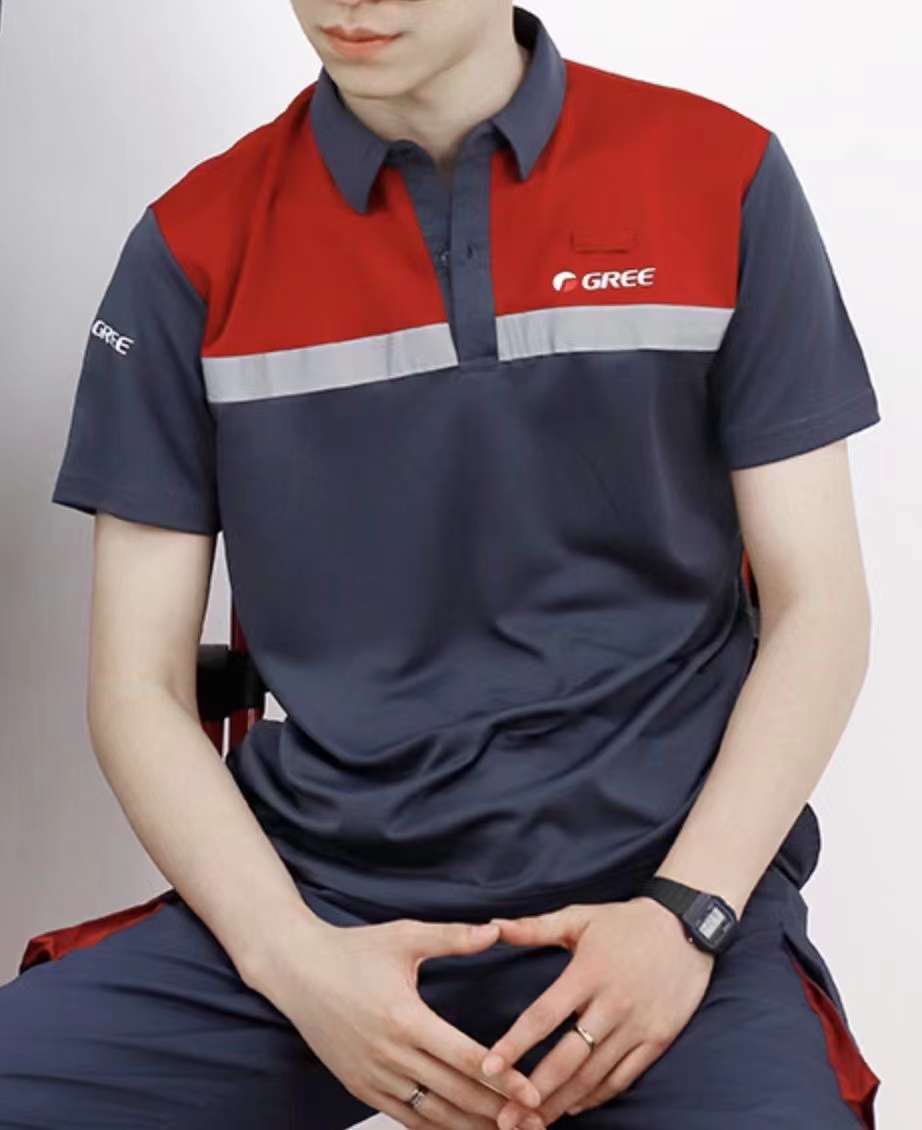 格力空调工装工作服上衣短袖夏季原厂翻领男夏装速干2022新款t恤衣服