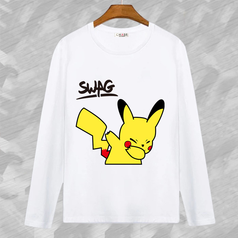 皮卡丘动漫周边t恤长袖 宠物小精灵定制diy 男女情侣二次元衣服 02 s