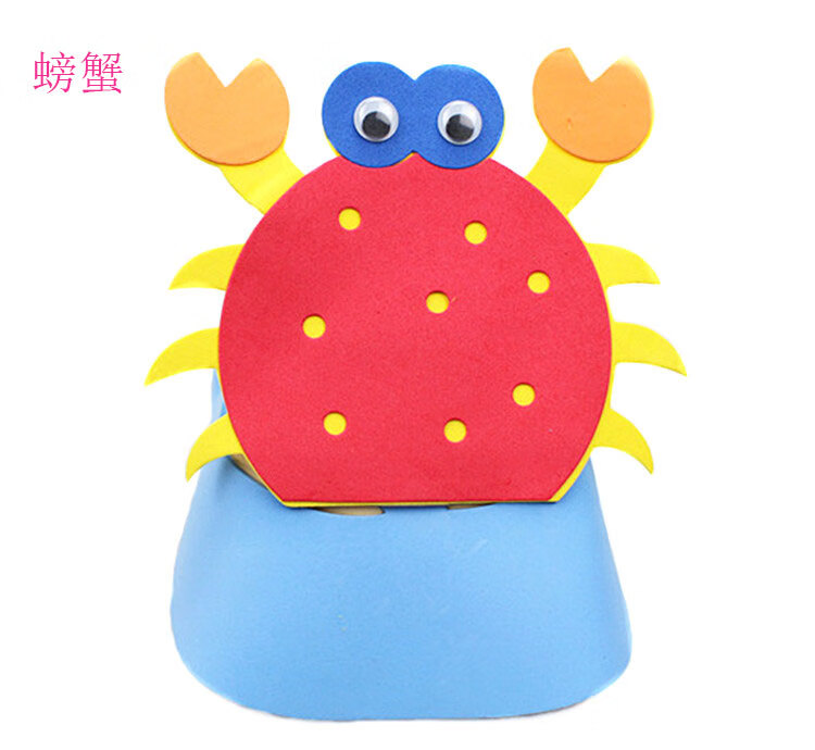 可爱eva帽子卡通遮阳帽亲子活动道具帽动物头饰卡通动物帽子螃蟹