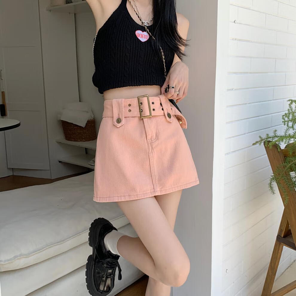 辣妹a字包臀裙高腰设计感小众裙子夏季牛仔a字半身裙女装小个子包臀