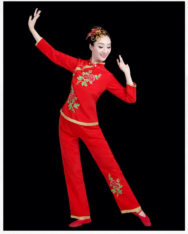 广场舞腰鼓舞秧歌舞服装秧歌服2022新款套装扇子舞腰鼓民族表演出服