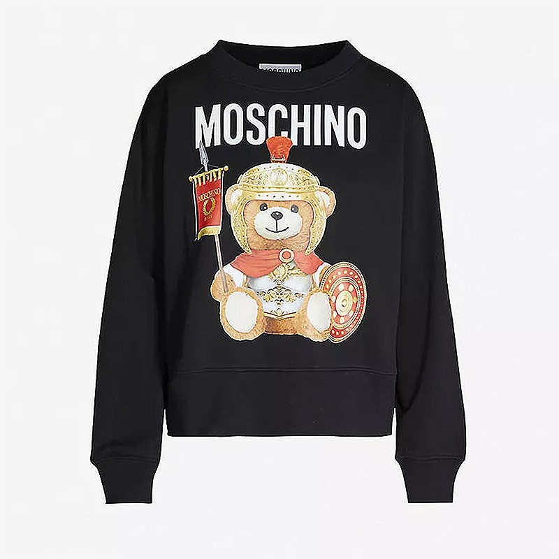 【现货】moschino 莫斯奇诺 新款黑色棉质罗马泰迪熊印花女士长袖卫衣