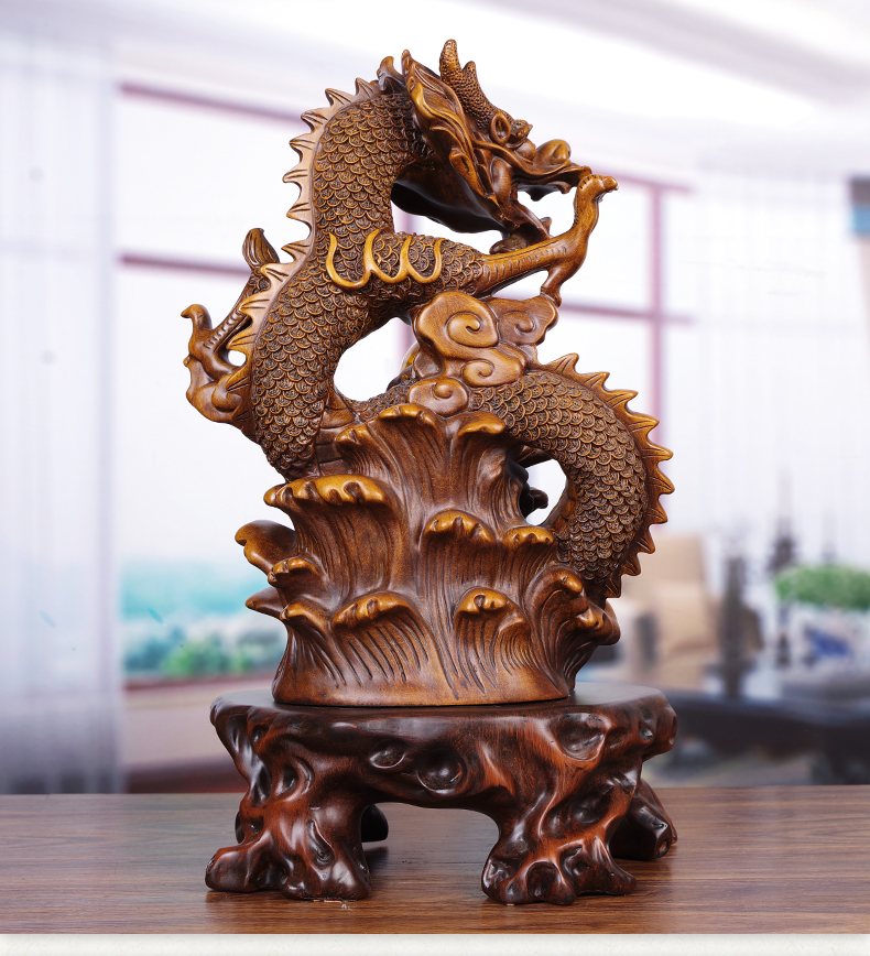 龙摆件店铺开业个性礼品摆件龙转乾坤办公室玄关商务风水摆设 大号