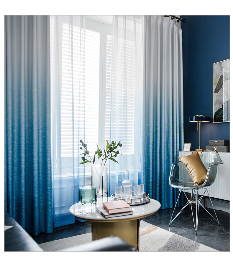 渐变色窗帘简约现代窗帘成品北欧卧室遮光客厅大气新款飘窗渐变2021