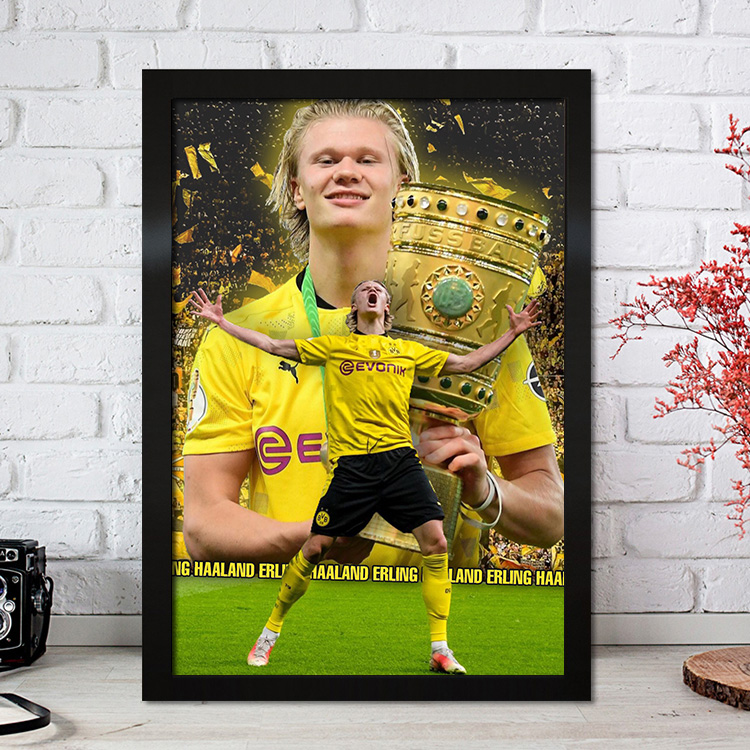 轻奢哈兰德海报足球球星图片宿舍装饰挂画贴画纸大学生周边写真图萧萧