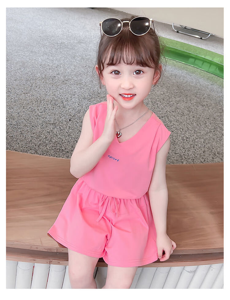 缘丝霞女童吊带套装幼童夏装4岁女孩衣服夏天9岁中小儿童休闲薄款洋气